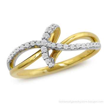 Fashion Jewelry Gold Metal Finger Ring with Quality CZ